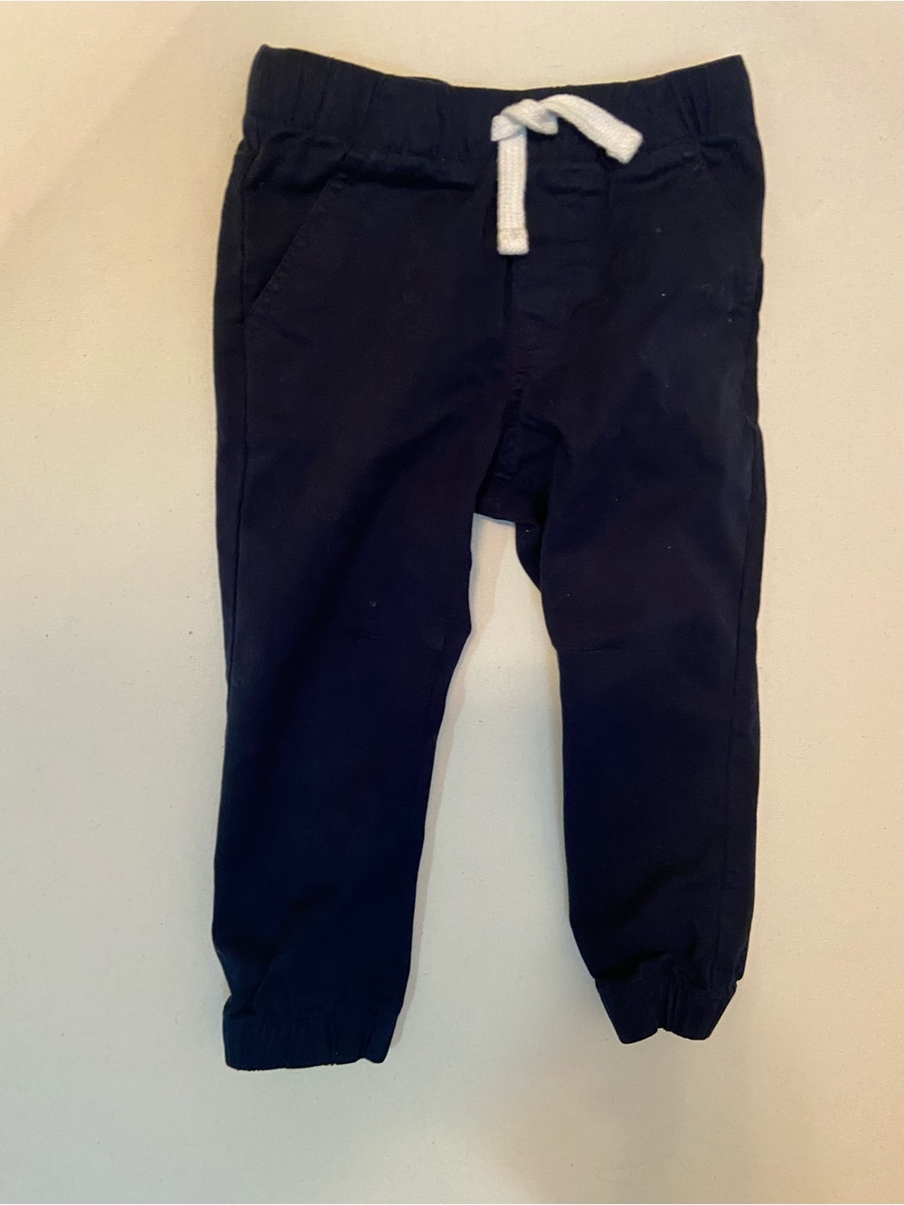 Cat & Jack Navy chino Jogger Pants with White Drawstring